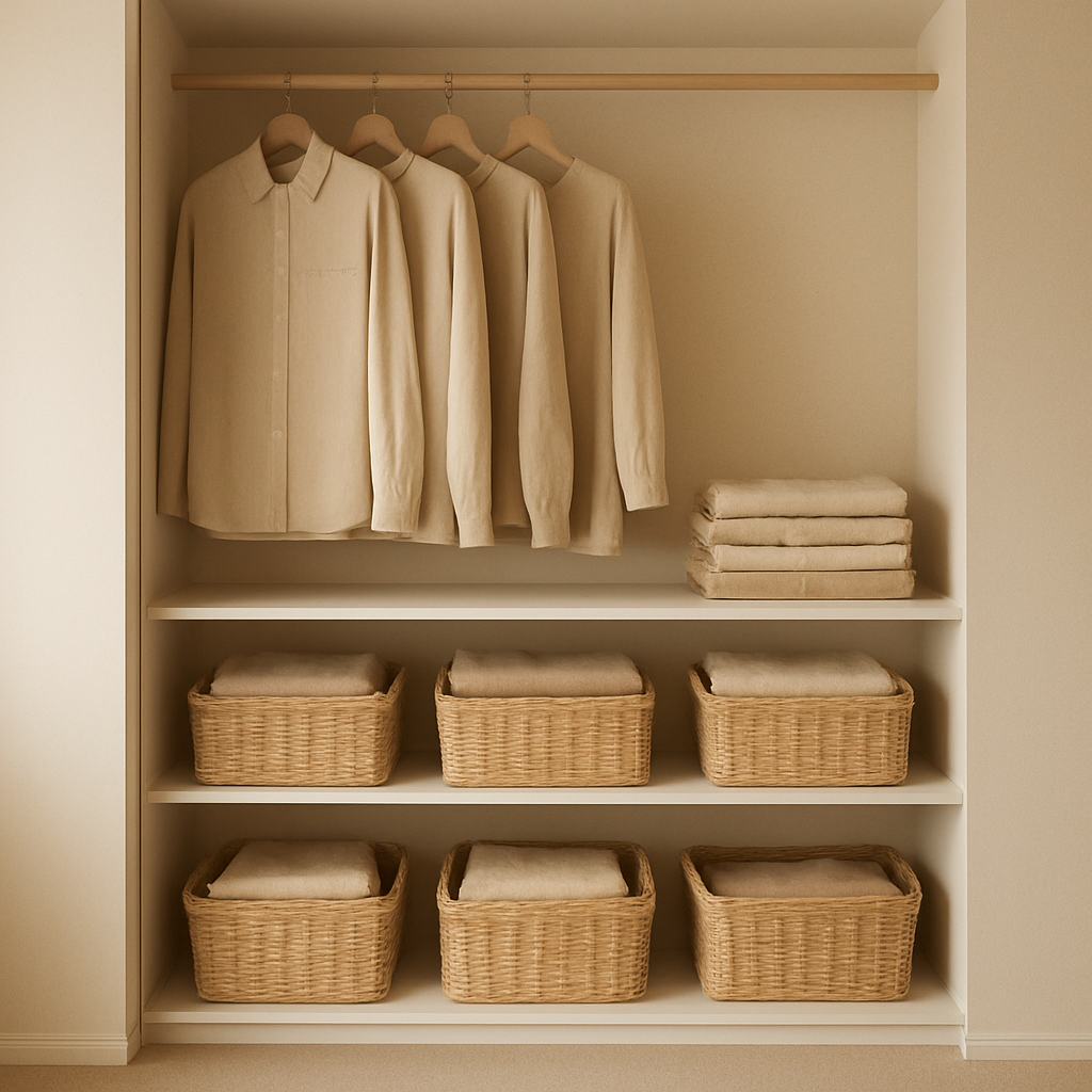 Organized wardrobe closet